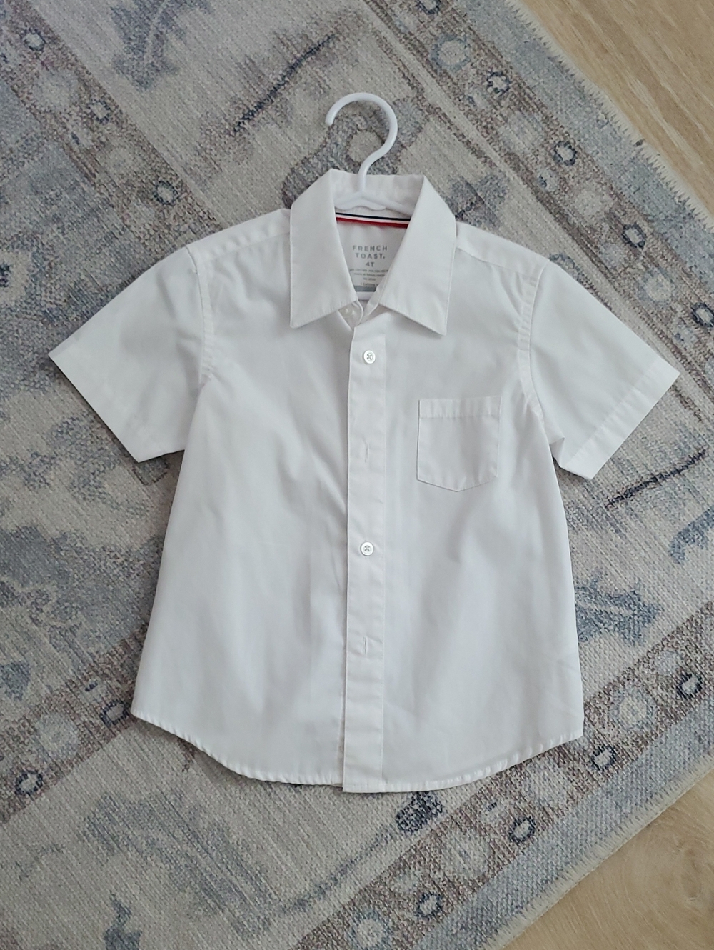 French Toast Kids White Short Sleeve Collared Button Down Shirt Sz4T